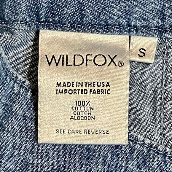 Wildfox Frankie NWOT Denim Mini A Line Cotton Button Blue Pockets Ladies Size S - Picture 4 of 7